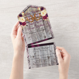 Hoefijzers, Lace en Wildbloemen Gettin' Hitched All In One Uitnodiging