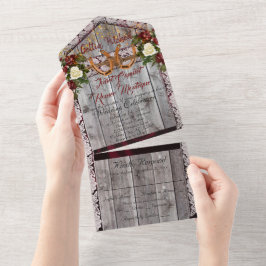 Hoefijzers & Lace Gettin' Hitched Wedding All In One Uitnodiging