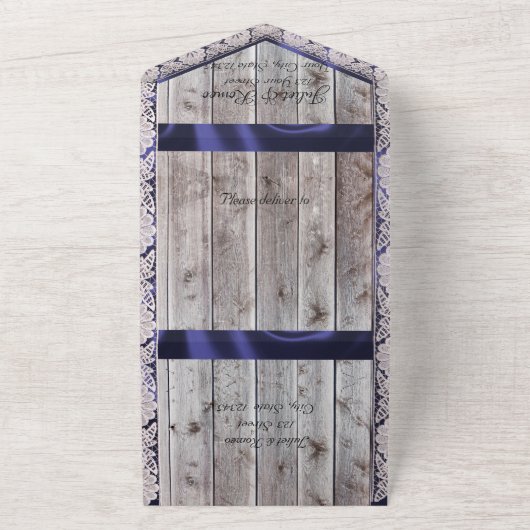 Hoefijzers & Lace Gettin' Hitched Wedding All In One Uitnodiging (Buitenkant)