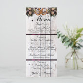 Hoefijzers, lint & kant - Paarse bruiloft Menu (Staand voorkant)