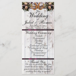 Hoefijzers, lint & kant - Paarse bruiloft Programmakaart