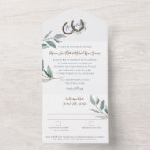 Hoefijzers Monogram Elegante Botanische bruiloft A All In One Uitnodiging (Binnen)