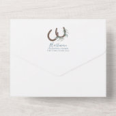 Hoefijzers Monogram Elegante Botanische bruiloft A All In One Uitnodiging (Achterkant)