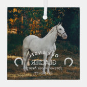 Hoefijzers Onze engelenfoto Paard Memorial Glas Ornament (Achterkant)