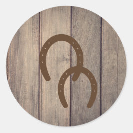 Hoefijzers op houten omheiningsafdichting ronde sticker