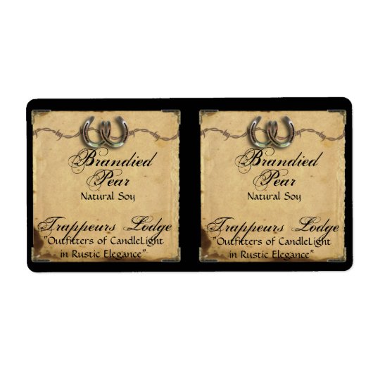 Hoefijzers op Perkamentkaarsetiket Etiket (Voorkant)