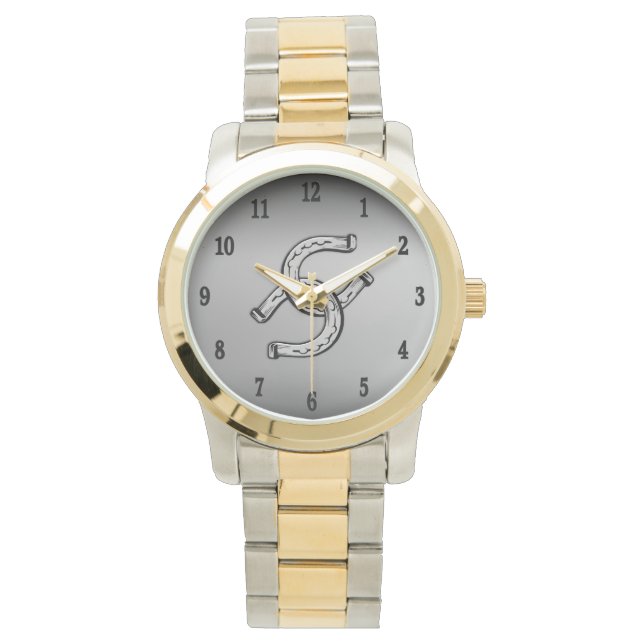 Hoefijzers op Zilvergradiënt Horloge (Voorkant)