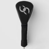 Hoefijzers op zwart golfheadcover (Voorkant)