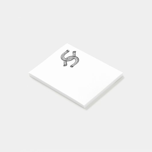 Hoefijzers op zwart post-it® notes (Schuin)