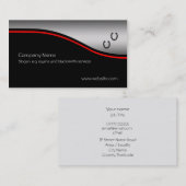 hoefijzers, rode vlek op metallisch effect visitekaartje (Voorkant / Achterkant)