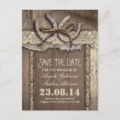 hoefijzers rustiek land bewaar de datum briefkaart (Voorkant)