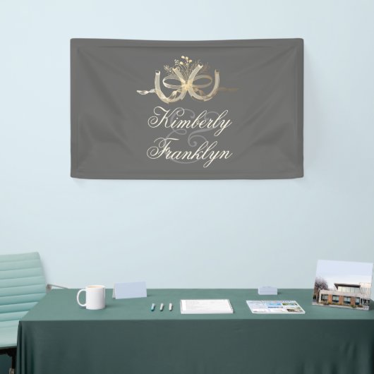 Hoefijzers rustieke land bruiloft spandoek (Beurs)