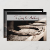 Hoefijzers uit de deelstaat Rustisch Cowboy Weddin Kaart (Voorkant / Achterkant)