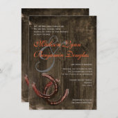 Hoefijzers van het land Rustic Ver2 Wedding Invita Kaart (Voorkant / Achterkant)