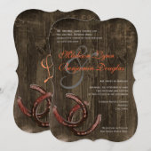 Hoefijzers van het land Rustic Ver2 Wedding Invita Kaart (Voorkant / Achterkant)