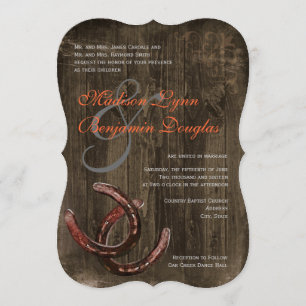 Hoefijzers van het land Rustic Ver2 Wedding Invita Kaart