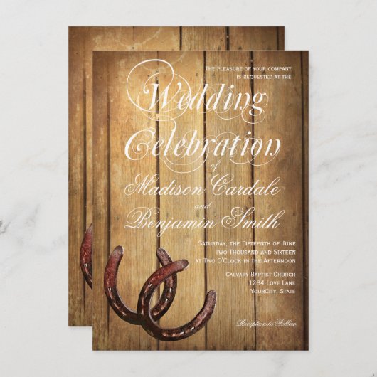 Hoefijzers van het Rustische land - huwelijksuitno Kaart (Voorkant / Achterkant)