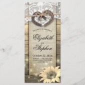 Hoefijzers Zonnebloem Hout Landbruiloftsprogramma' Programmakaart (Voorkant)