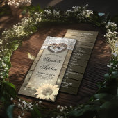 Hoefijzers Zonnebloem Hout Landbruiloftsprogramma' Programmakaart