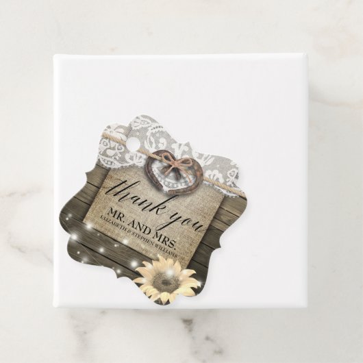 Hoefijzers Zonnebloem Hout Weduwschap Dank je Bedankjes Labels (In situ)