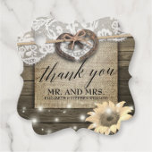 Hoefijzers Zonnebloem Hout Weduwschap Dank je Bedankjes Labels (Voorkant)