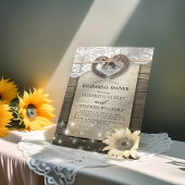 Hoefijzers zonnebloemen Hout Rehearsal Dinner Kaart