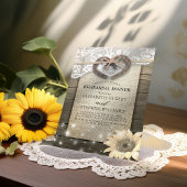 Hoefijzers zonnebloemen Hout Rehearsal Dinner Kaart