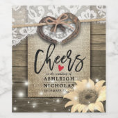 Hoefijzers Zonnebloemen Lace Weddenschappen Wijn Etiket (Enkel label)