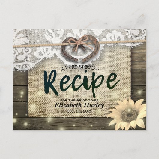 Hoefijzers Zonnebloemen Land Vrijgezellenfeest Rec Uitnodiging Briefkaart (Voorkant)