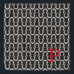 Hoefijzers Zwarte Initiaal Paardensportman Cowboy Bandana<br><div class="desc">Hoefijzers patroon in wit op zwarte achtergrond met aangepast INITIAAL in rood. Eenvoudig te personaliseren tekst, tekstkleur, lettertype. Grote Bandana voor ELKE paardenliefhebber, cowboy, schuurteam, ruiter, huisdier sjaal, paard show souvenir, paard gedenkteken, evenement gunst. Unisex, multi gebruik. Kleurrijk, tijdloos, leuk. Een tijdloze aandenken. Mix en match hele Horses / Pets...</div>