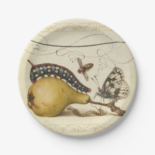 Hoefnagel Vintage Peer & Insecten 1500s Renaissanc Papieren Bordje