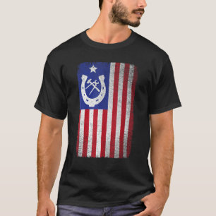 Hoefsmid Amerikaanse Vlag Hoefijzer Hoefijzerplaat T-shirt