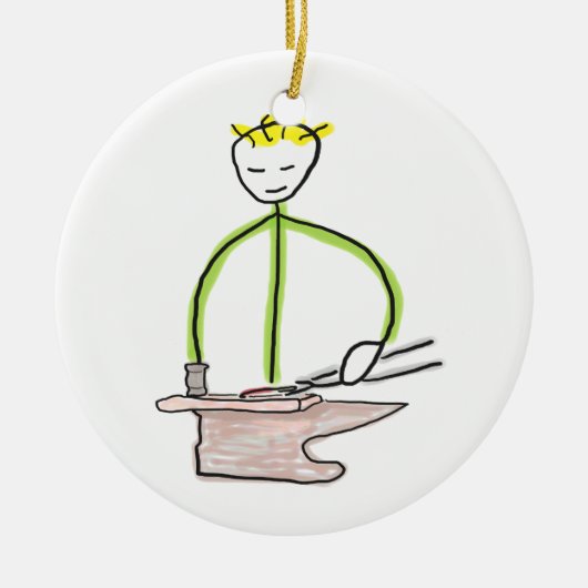 Hoefsmid Stickman Keramisch Ornament (Voorkant)