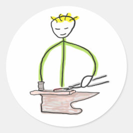 Hoefsmid Stickman Ronde Sticker