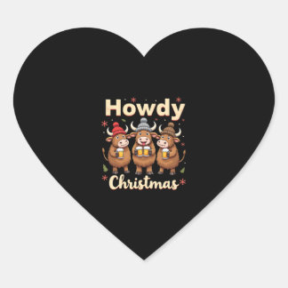 Hoei Kerstmis Grappige Highland Koe Xmas Koeien Li Hart Sticker