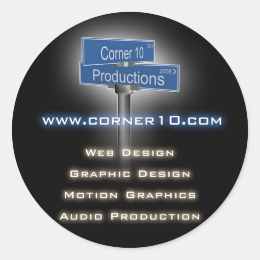 Hoek 10 Producties Ronde Sticker (Voorkant)