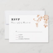 Hoek Bloem Motiff Bruiloft RSVP Kaartje (Voorkant)