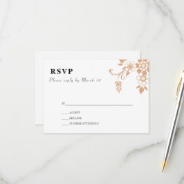 Hoek Bloem Motiff Bruiloft RSVP Kaartje