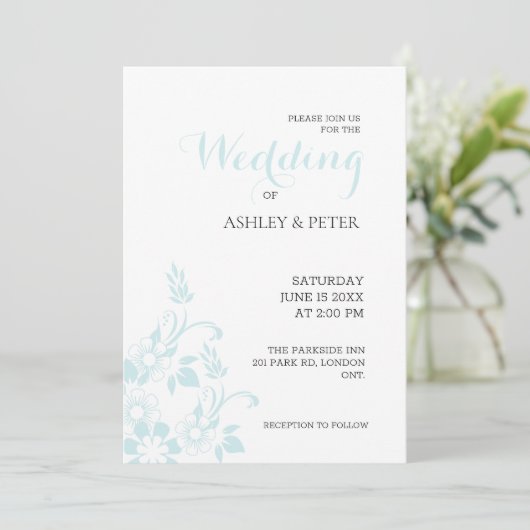 Hoek Bloemen Bruiloft Uitnodiging (Staand voorkant)