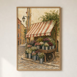 Hoek Bloemen Kar Waterverf Cottagecore Poster