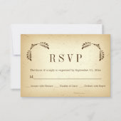 Hoek bruine bladeren beige bruiloft RSVP antwoordk (Voorkant)