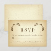 Hoek bruine bladeren beige bruiloft RSVP antwoordk (Voorkant / Achterkant)