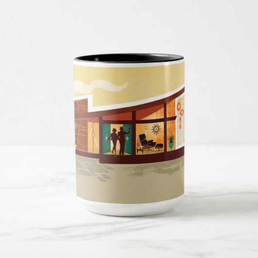 Hoek Dak Mid Century Modern Huis - SET Mok (Midden)