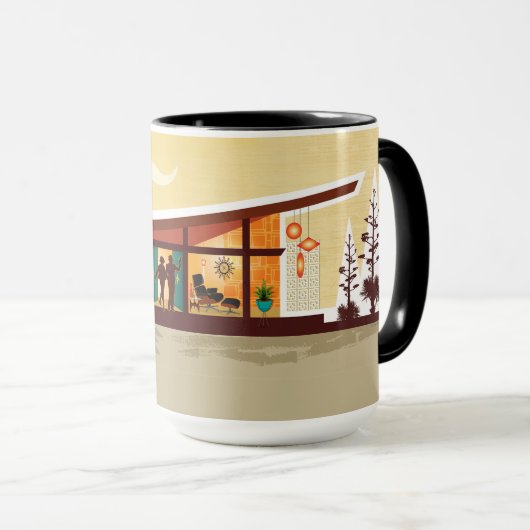 Hoek Dak Mid Century Modern Huis - SET Mok (Voorkant rechts)