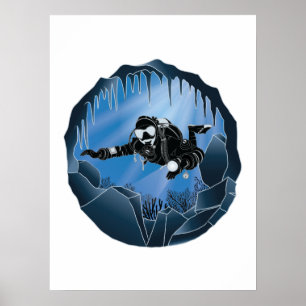 Hoek duiken - Schuba onderwater duiker Poster