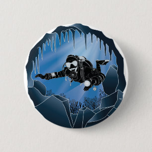 Hoek duiken - Schuba onderwater duiker Ronde Button 5,7 Cm