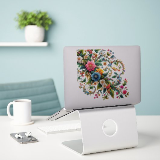 Hoek Floral Sticker (Laptop op bureau)