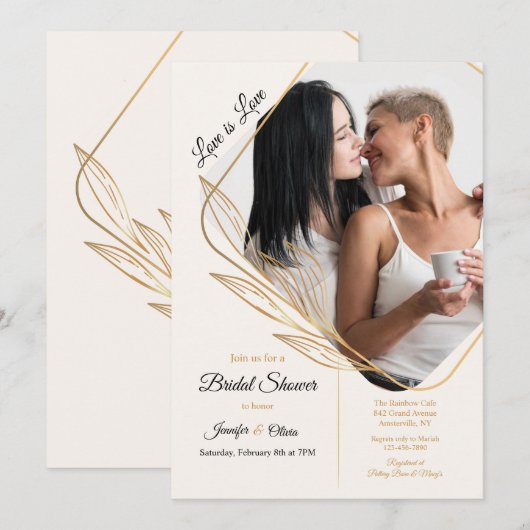 Hoek foto bruids douche uitnodiging (Voorkant / Achterkant)