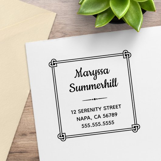 Hoek Hart Vormige Knoop Frame Adres Rubberstempel