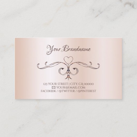  hoek Initialen Roos onderdompeling roze Visitekaartje (Achterkant)